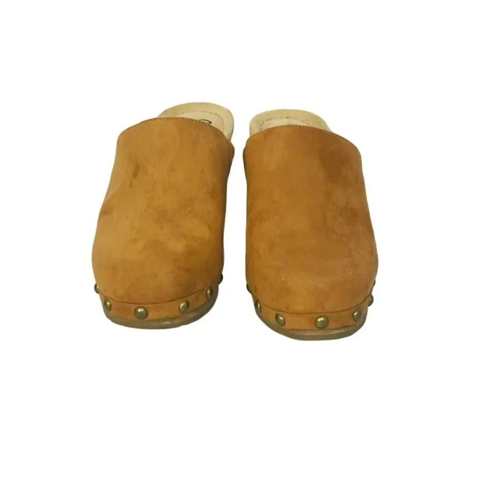 Cheeks Fitbody by Tony Little Cognac Brown Studded Clogs Suede Women’s Size 6.5M